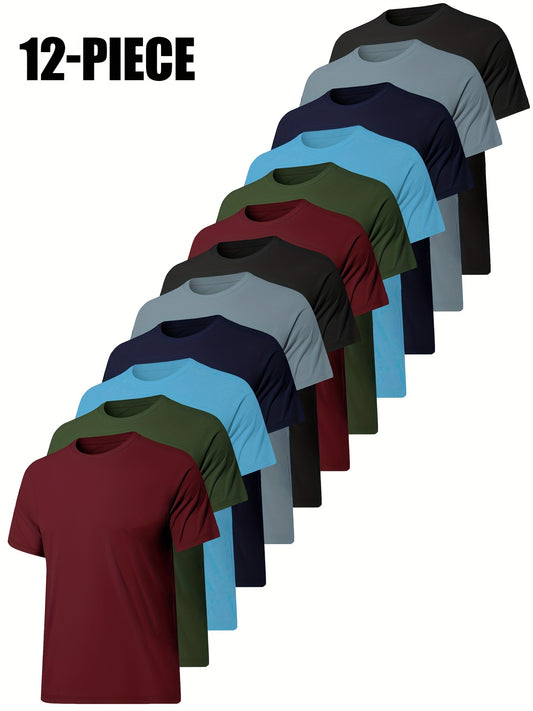 Men's 12 Piece Quick Dry Workout Shirt Set