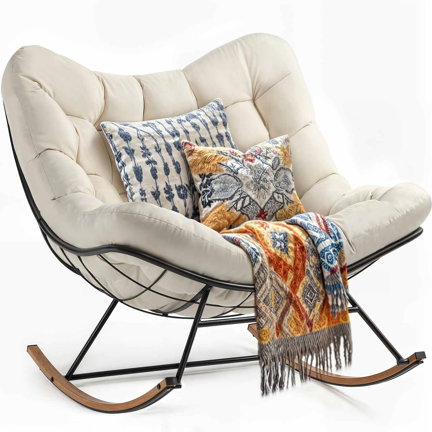 Oversized Rocking Papasan Chair with Cushion Buy 2 a His & Hers set