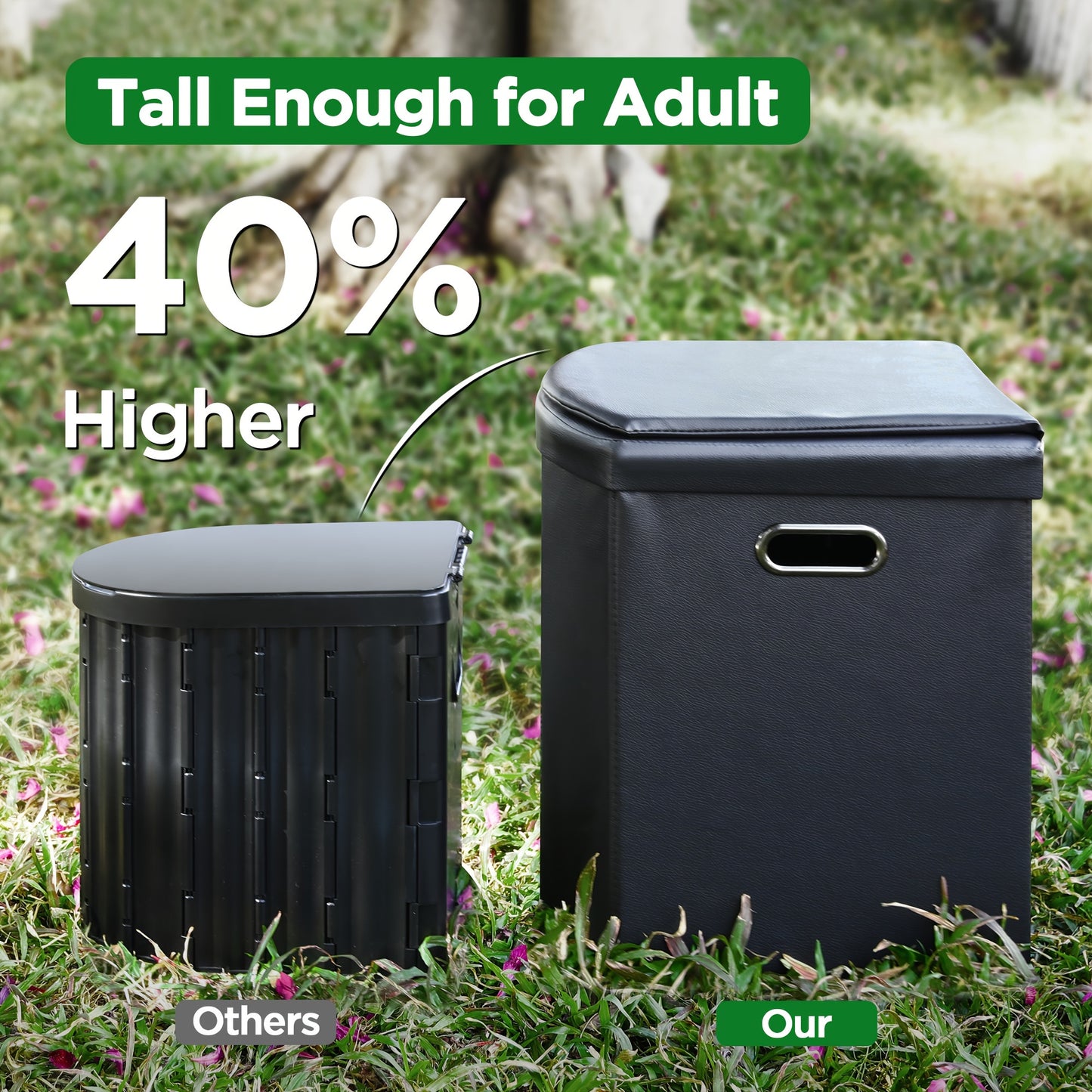 Portable Toilet for Adults 400lbs Capacity, 16.5in Height,