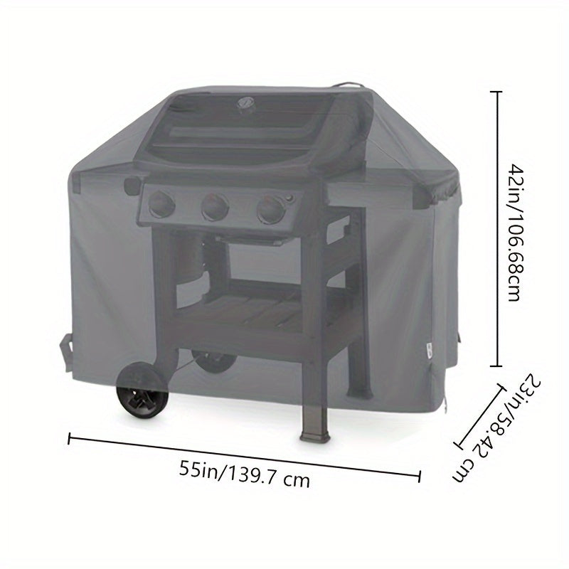 1pc Durable Outdoor BBQ Grill Cover - Waterproof, UV & Adjustable Straps,