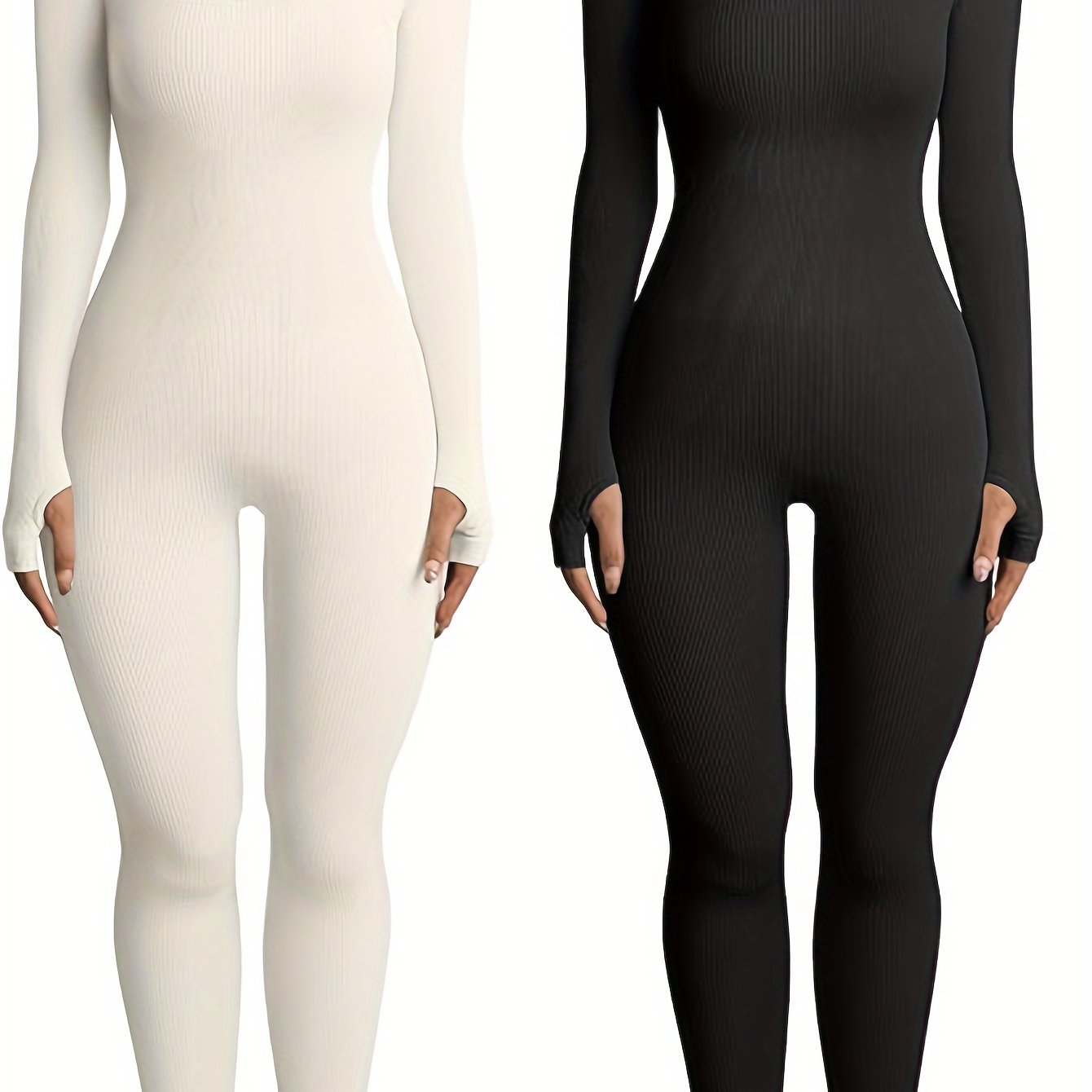 Two Pieces Seamless Ribbed Yoga Workout Jumpsuit.