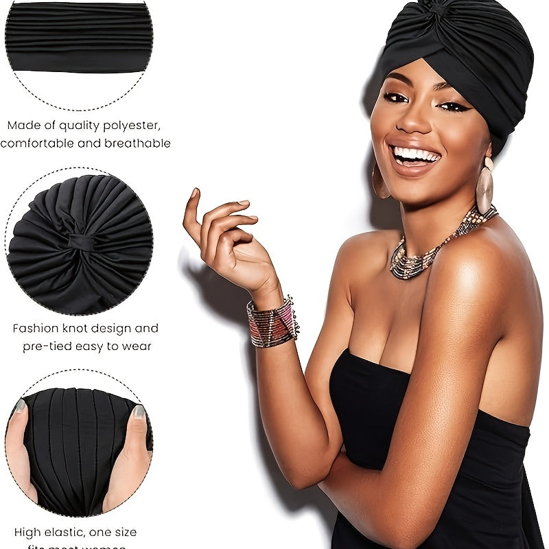 16-Pack Elastic Polyester Turban Caps for Women, One Size Fits All