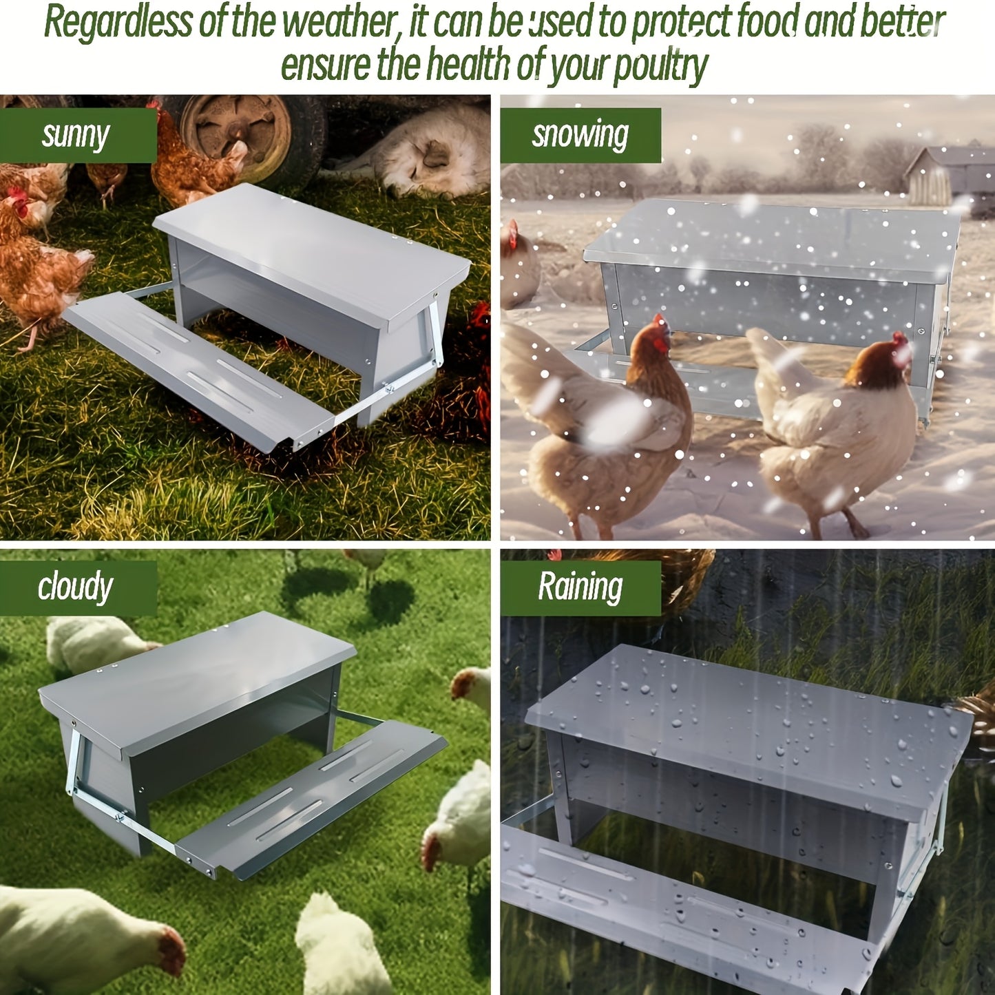 Automatic Long Lasting Galvanized Poultry Feeder With Rain Cover