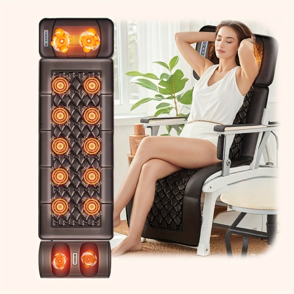 Full Body Heated Massage Pad with Removable Neck Pillow