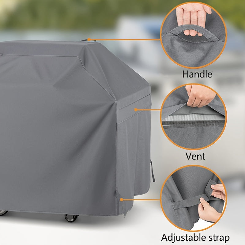 1pc Durable Outdoor BBQ Grill Cover - Waterproof, UV & Adjustable Straps,
