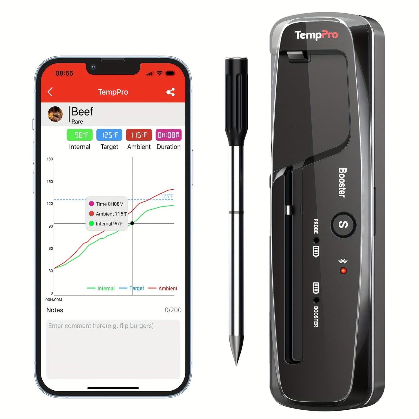 500-ft-Ranged Wireless Meat Thermometer,