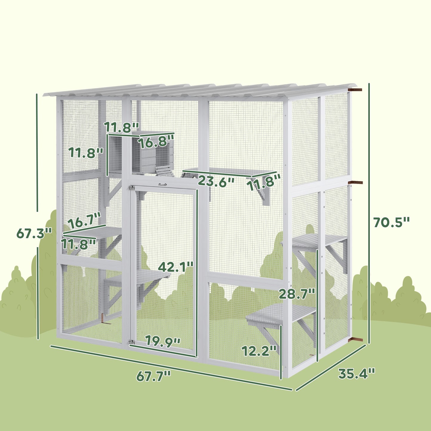 1pc Paw Hut Outdoor Cat Enclosure, Large Wooden Structure.