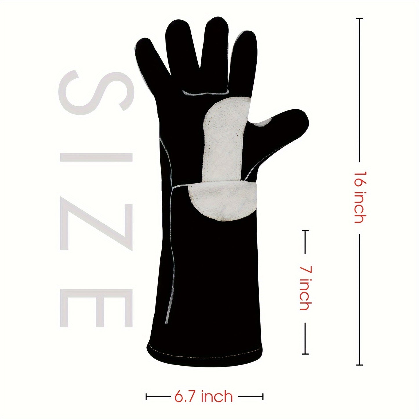 Heat Resistant Leather Work Gloves, BBQ, Kitchen