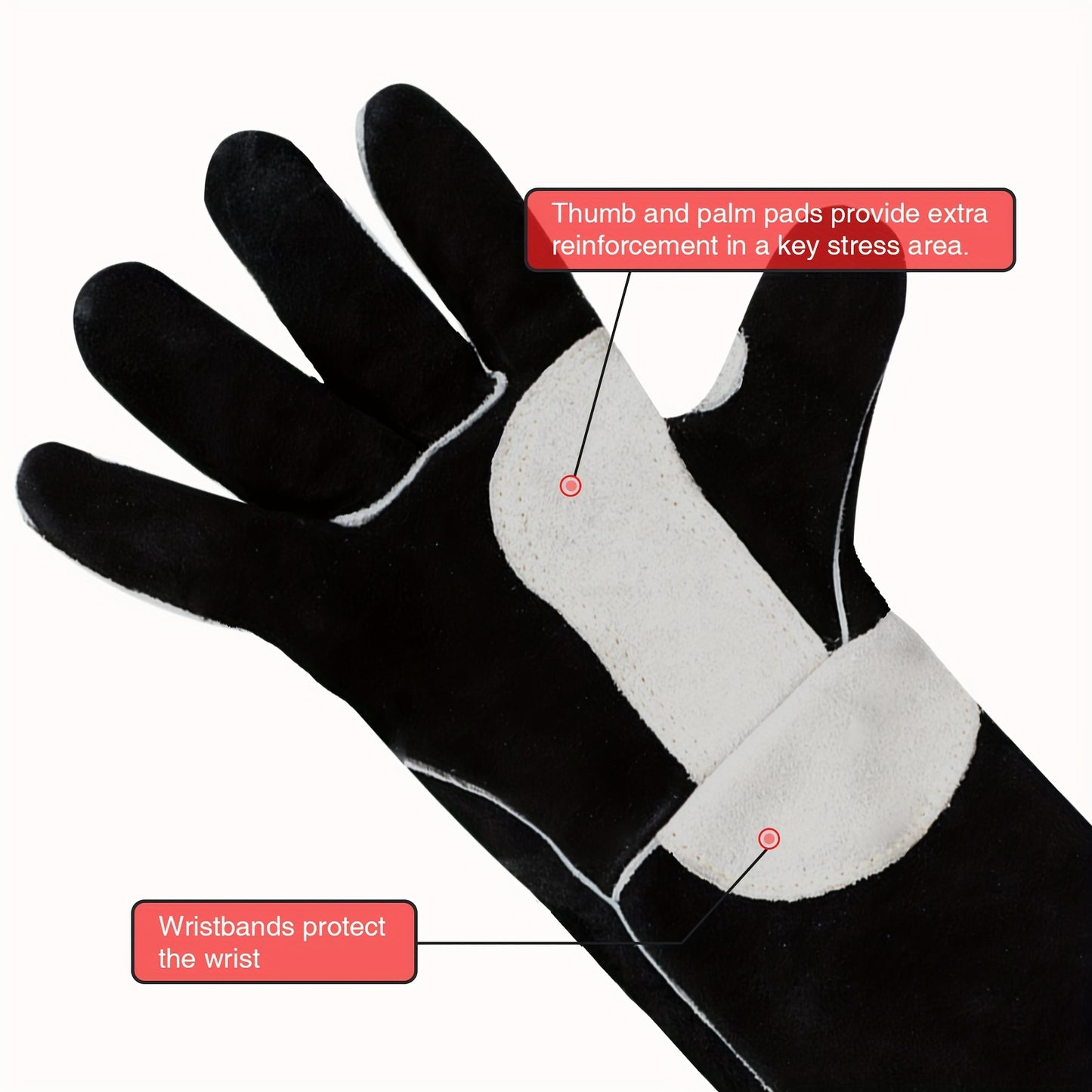 Heat Resistant Leather Work Gloves, BBQ, Kitchen