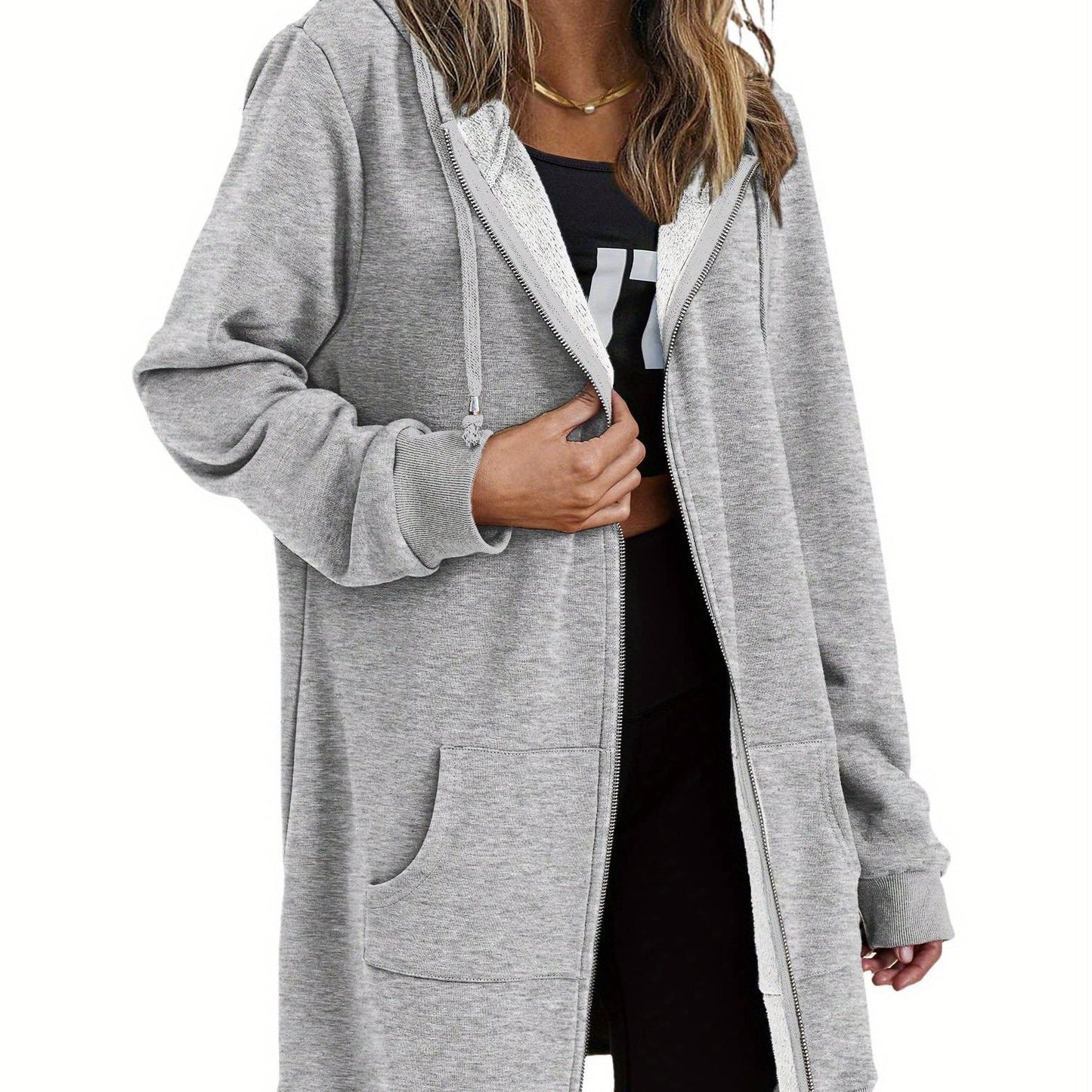 Long Sleeve Lightweight Fleece Zip Up Hoodies For Women