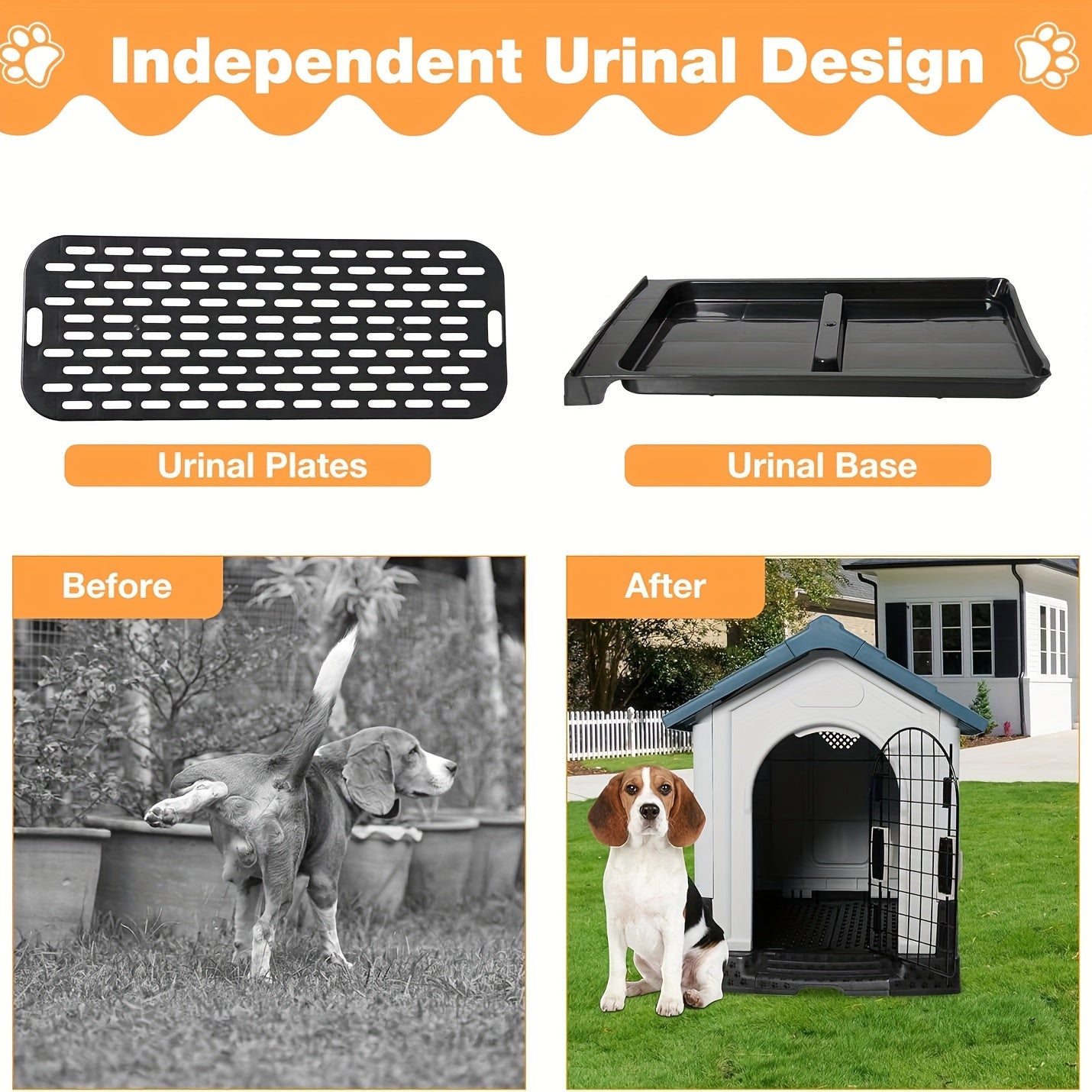 Blue Sloped Roof Dog House For Small, Medium Dogs Outside,