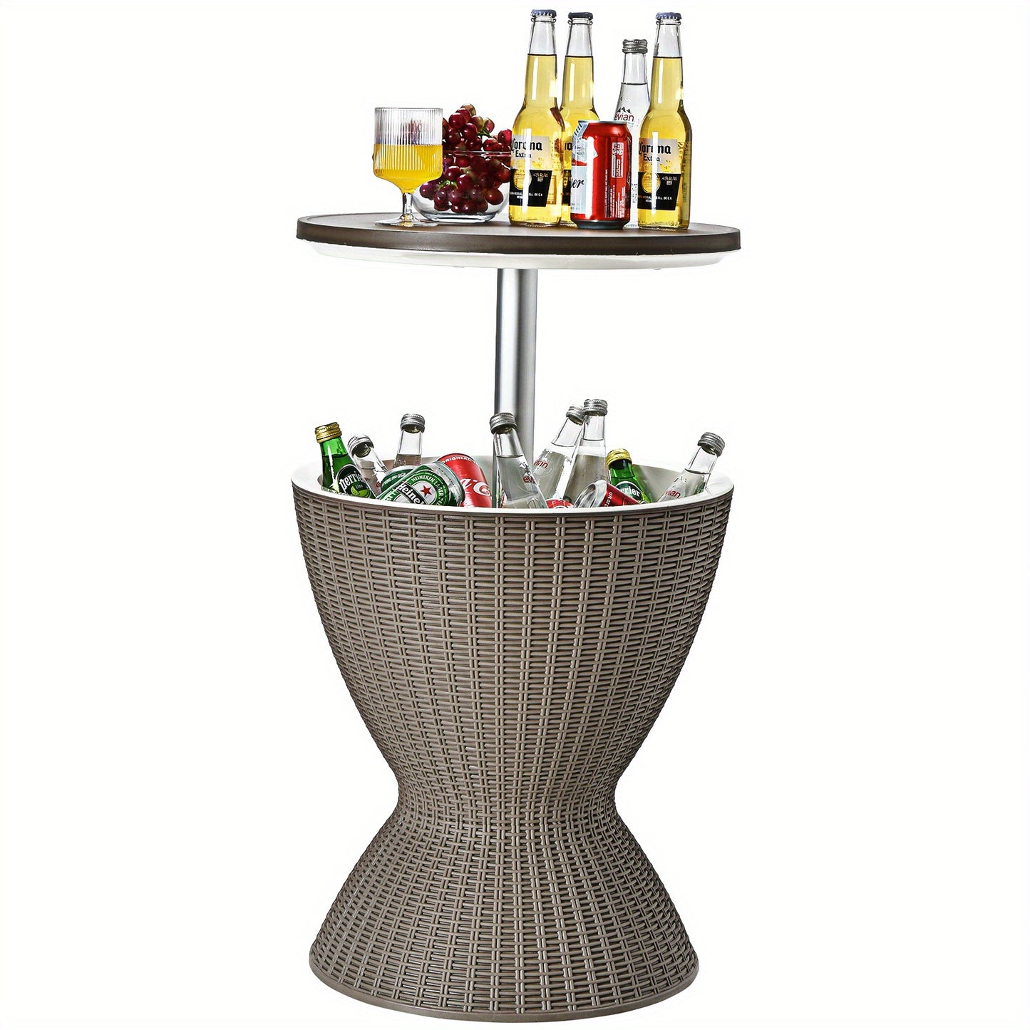 8 Gallon Rattan 3 in 1 Patio Cooler Bar Table.