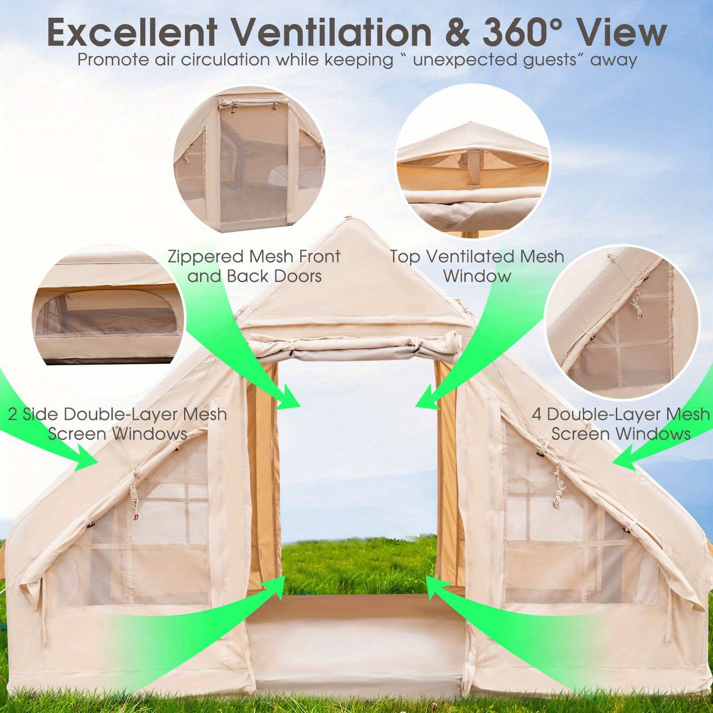 Inflatable Tent 2-6 People Glamping Family Camping