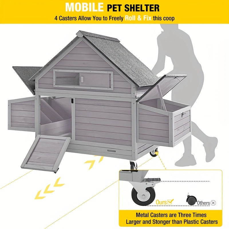 Movable Large Outdoor Chicken Coop On Wheels. Read More