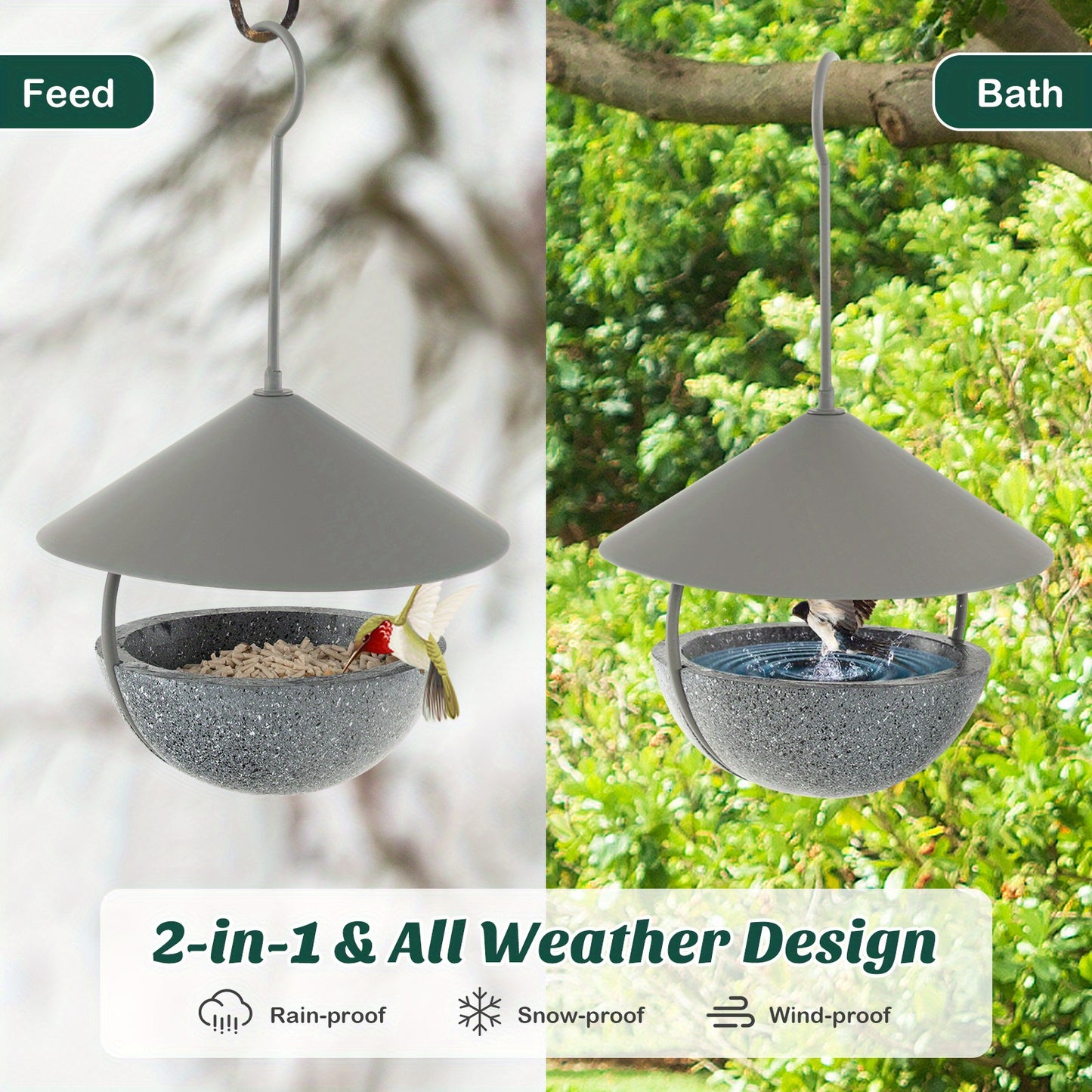 Outdoor Dome Metal Bird Feeder / Bath,