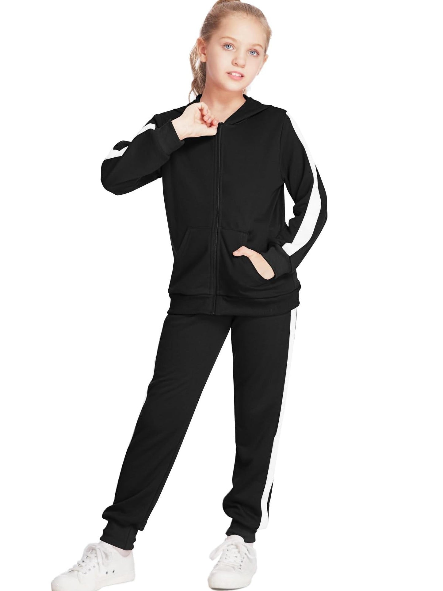 Girls' Jogging Set 2 Piece Athletic Sweatshirt and, Sweatpants