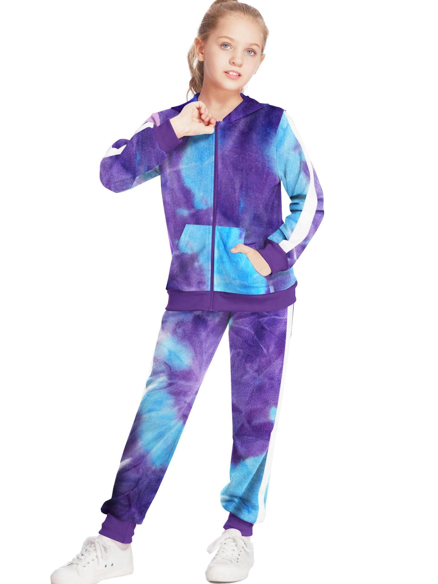 Girls' Jogging Set 2 Piece Athletic Sweatshirt and, Sweatpants