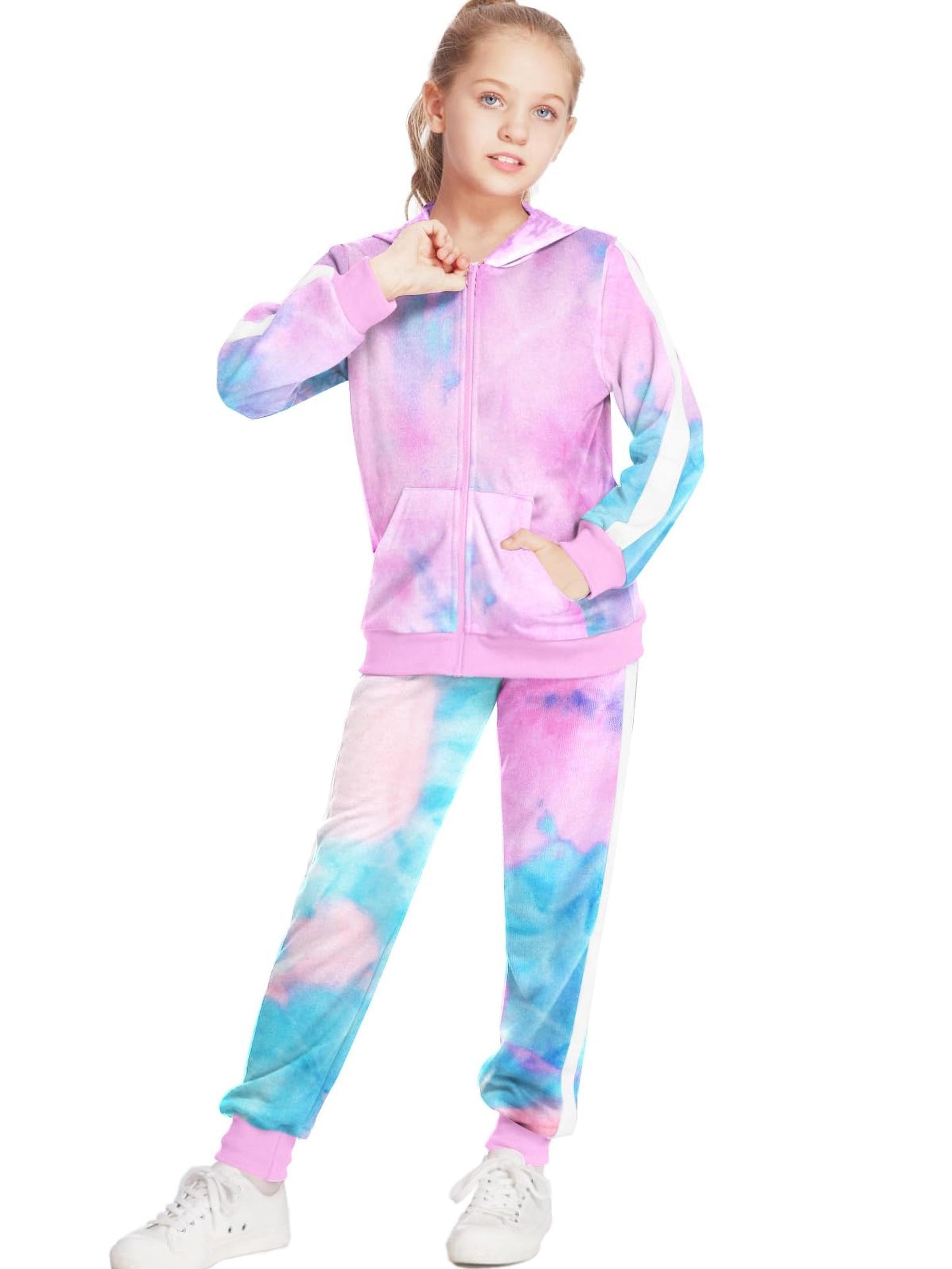 Girls' Jogging Set 2 Piece Athletic Sweatshirt and, Sweatpants
