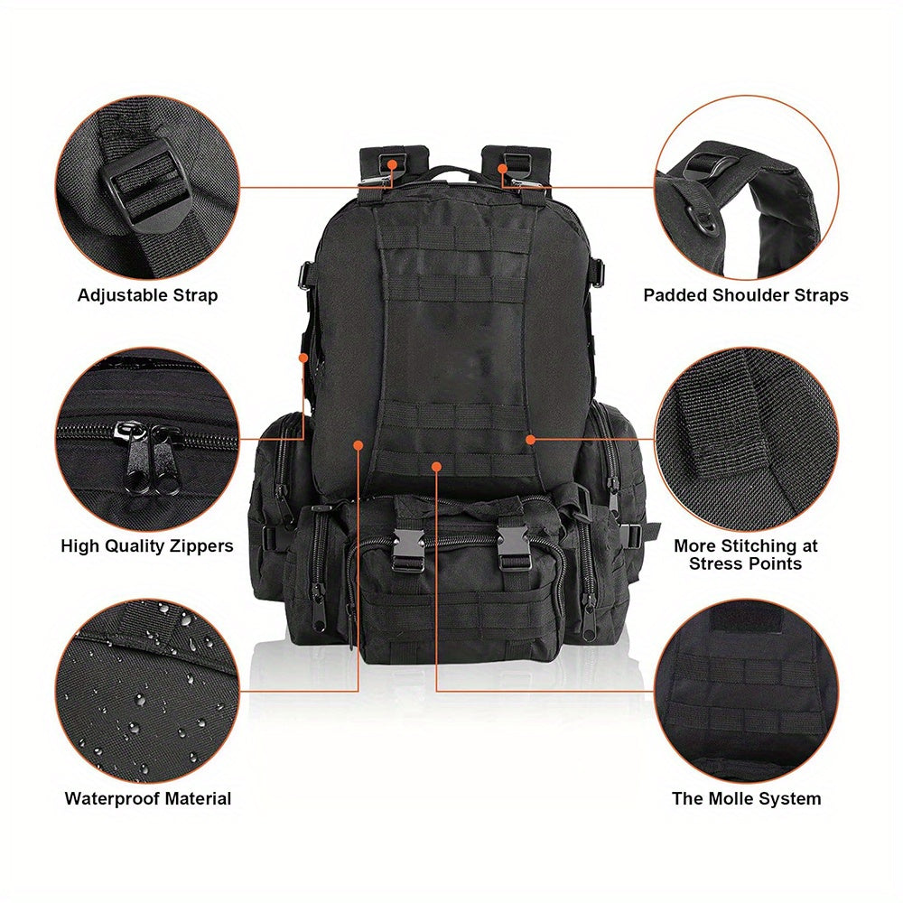 60L Black Large Outdoor Detachable Backpack See More.