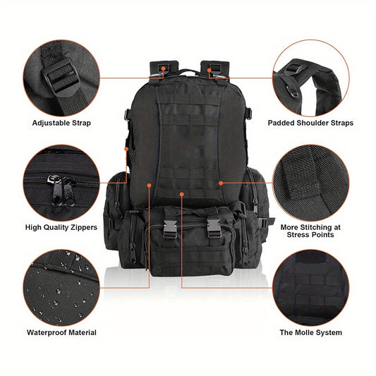 60L Black Large Outdoor Detachable Backpack See More.