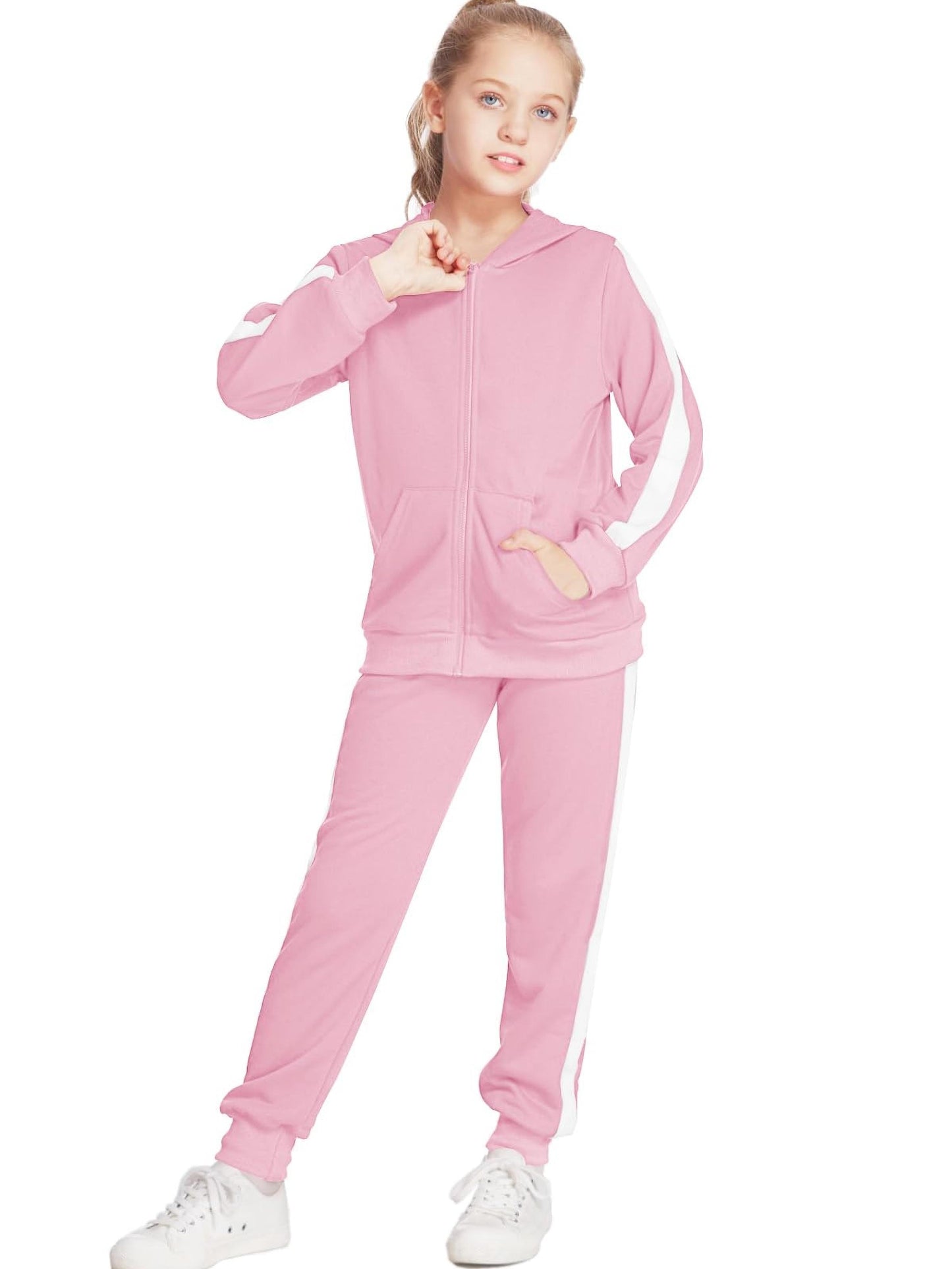Girls' Jogging Set 2 Piece Athletic Sweatshirt and, Sweatpants