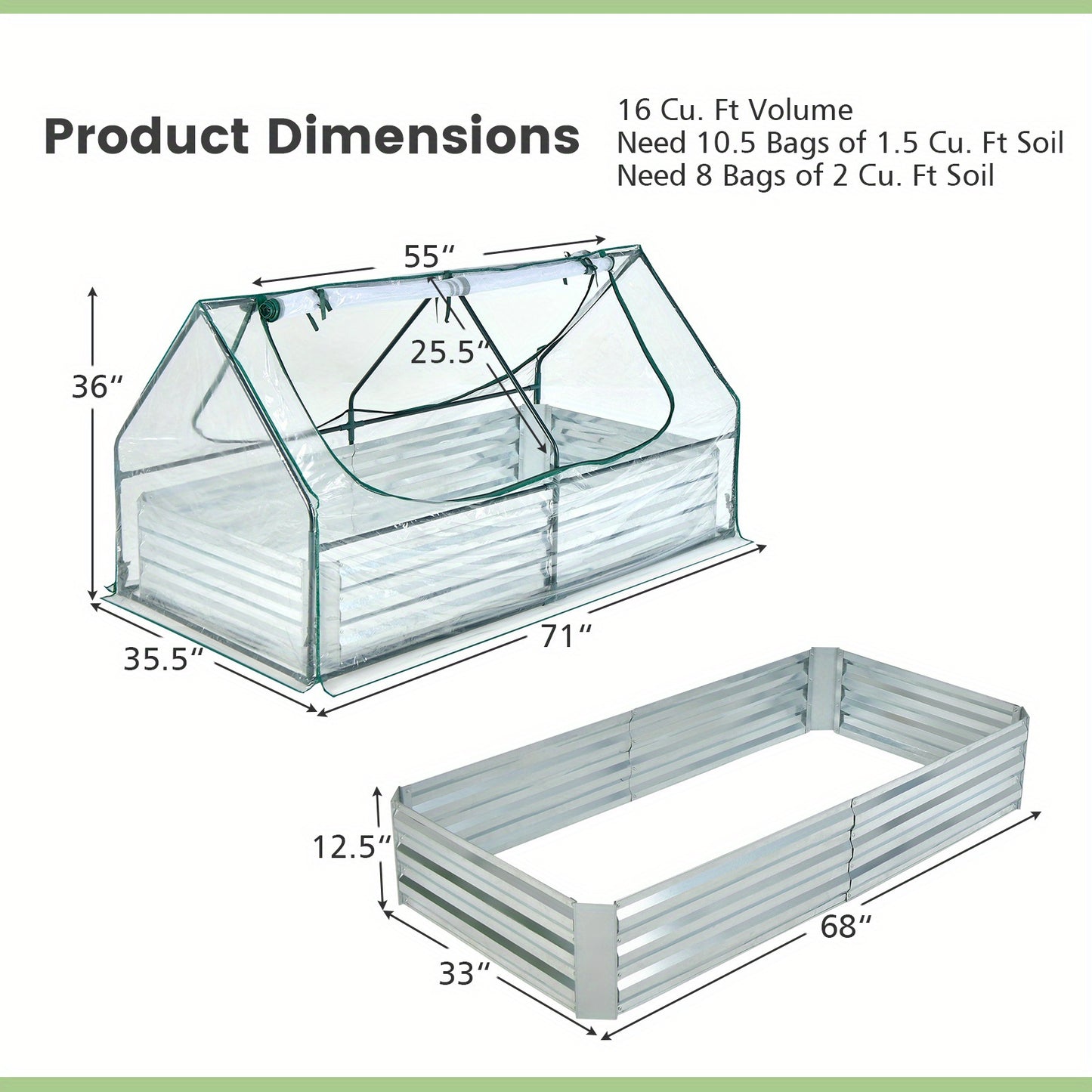 6FT x 3FT x 3FT Raised Garden Bed with Greenhouse, See More.