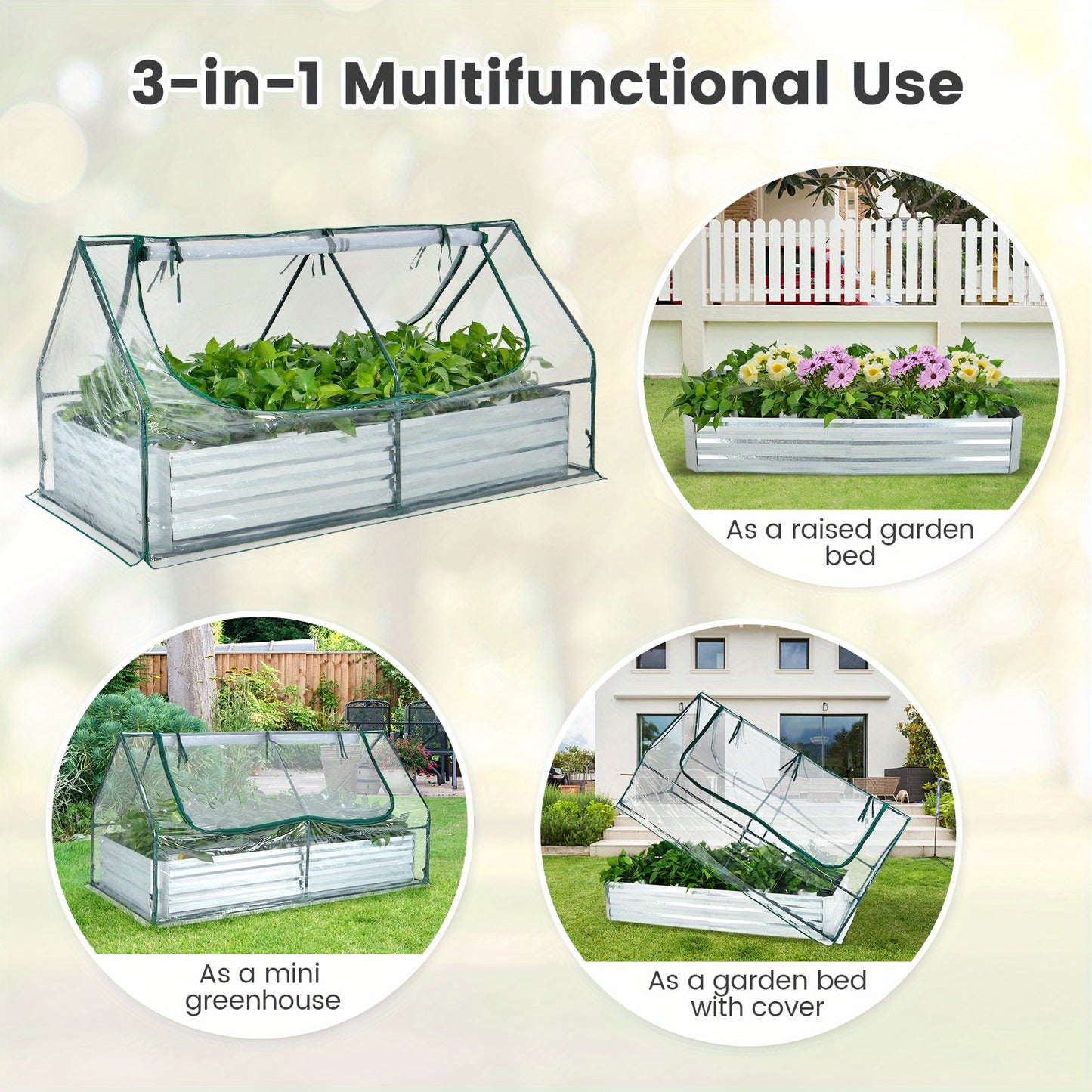 6FT x 3FT x 3FT Raised Garden Bed with Greenhouse, See More.