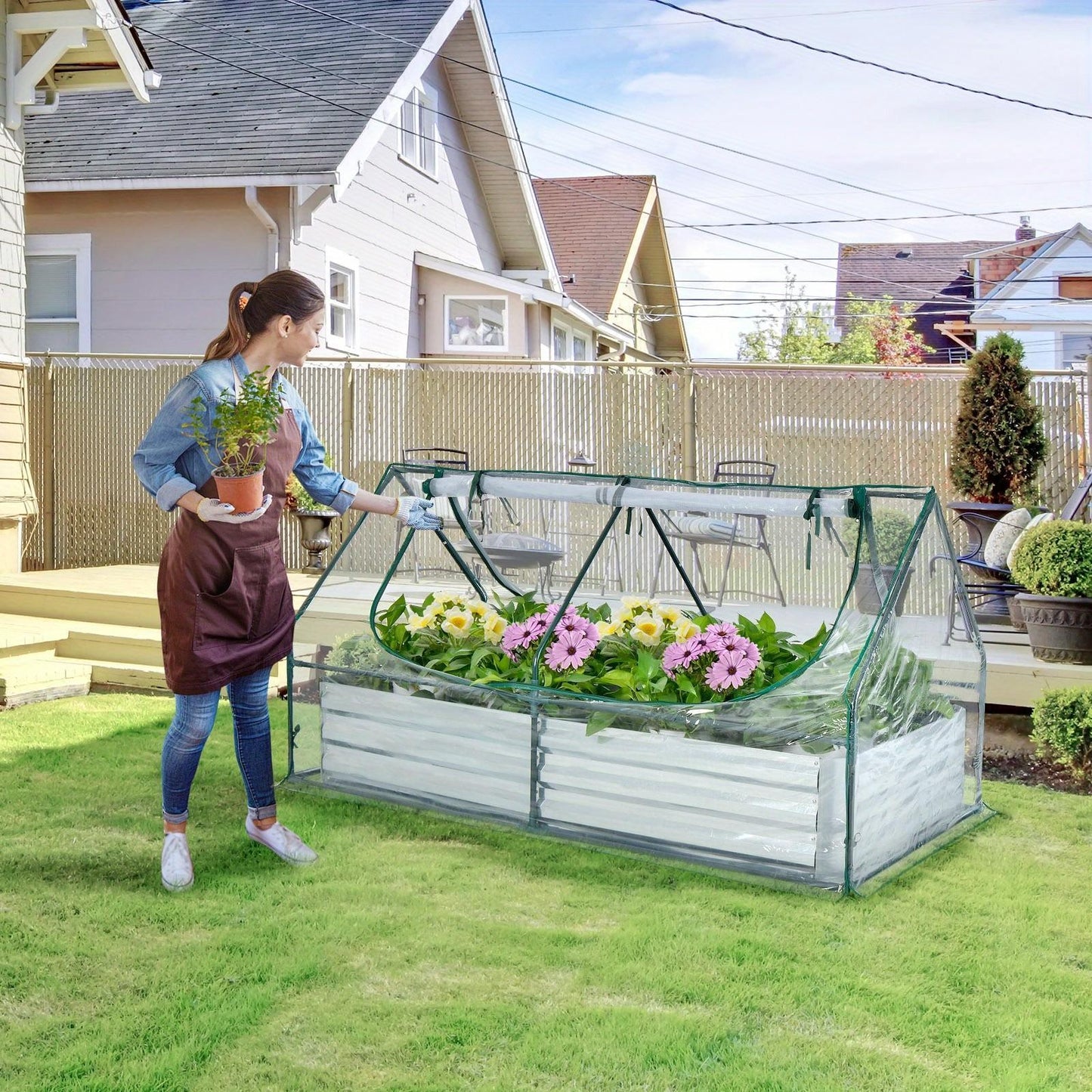 6FT x 3FT x 3FT Raised Garden Bed with Greenhouse, See More.