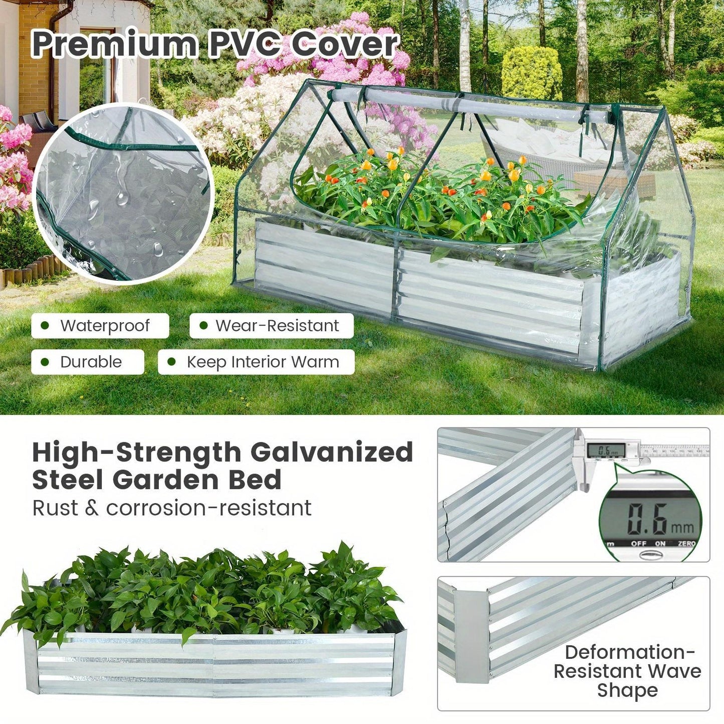6FT x 3FT x 3FT Raised Garden Bed with Greenhouse, See More.