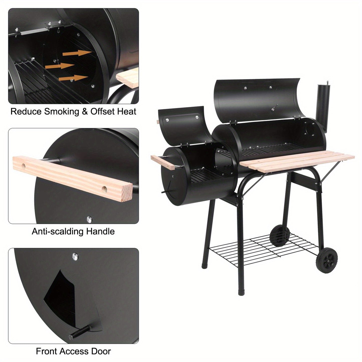 Heavy Duty Portable BBQ Grill and Offset Smoker