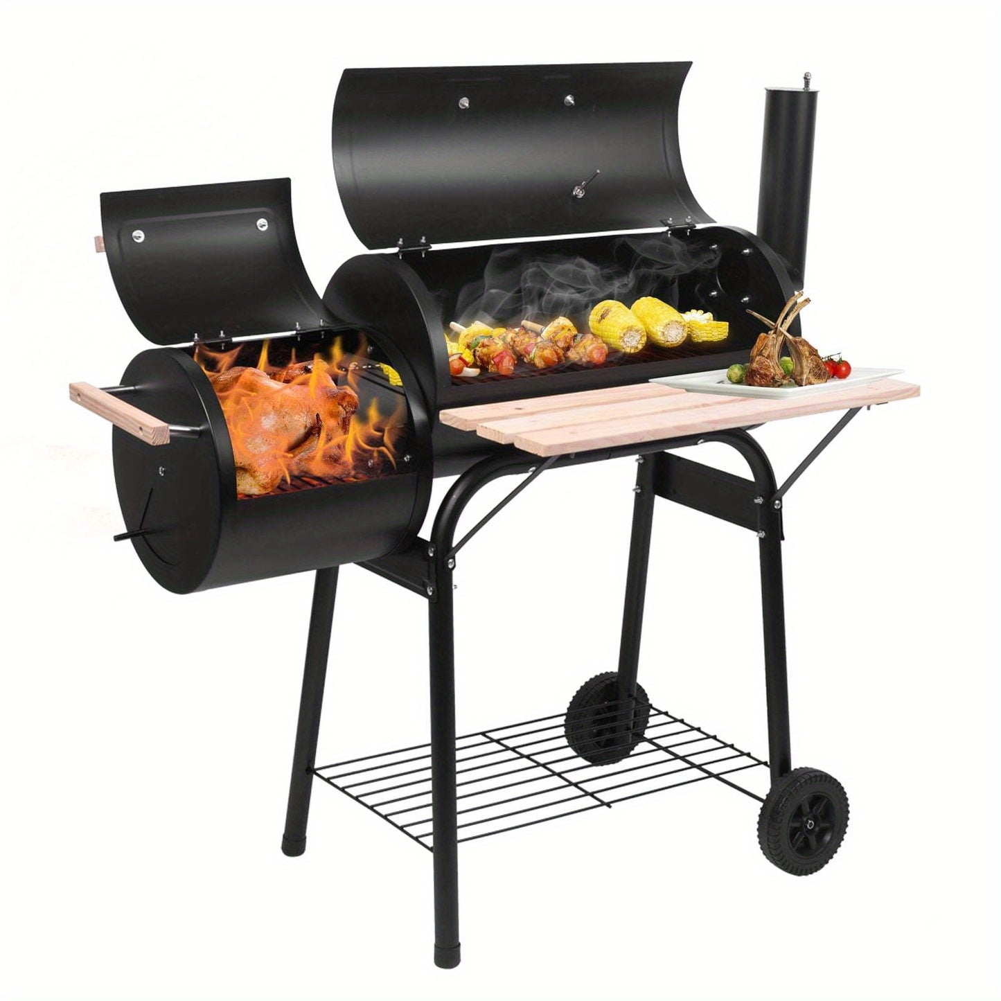 Heavy Duty Portable BBQ Grill and Offset Smoker