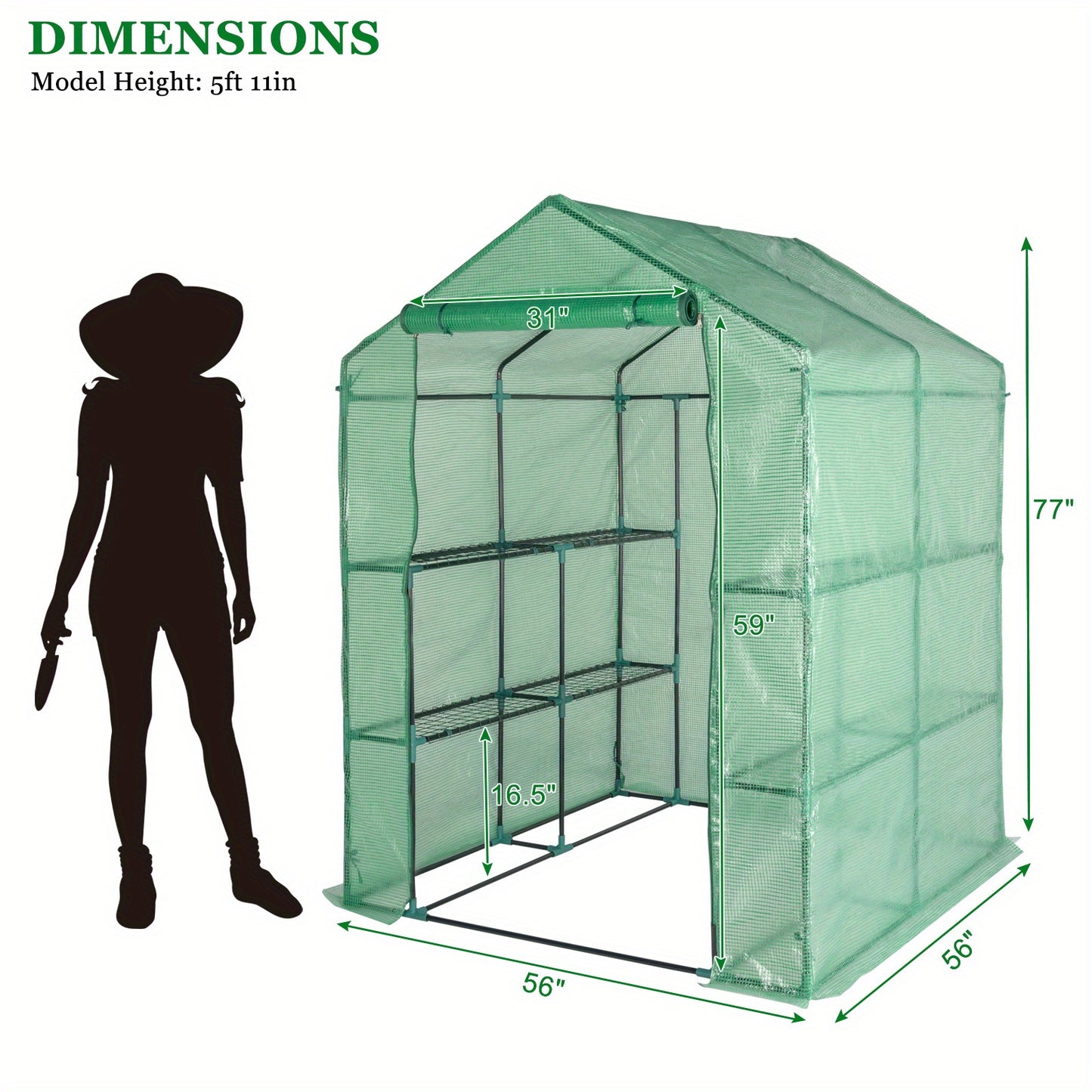 56.3x56.3x76.77inch PE Cloth Greenhouse. Read More