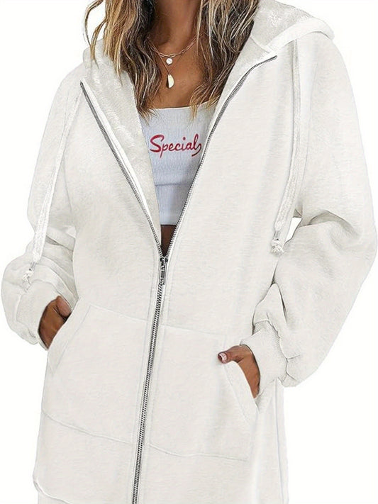 Long Sleeve Lightweight Fleece Zip Up Hoodies For Women