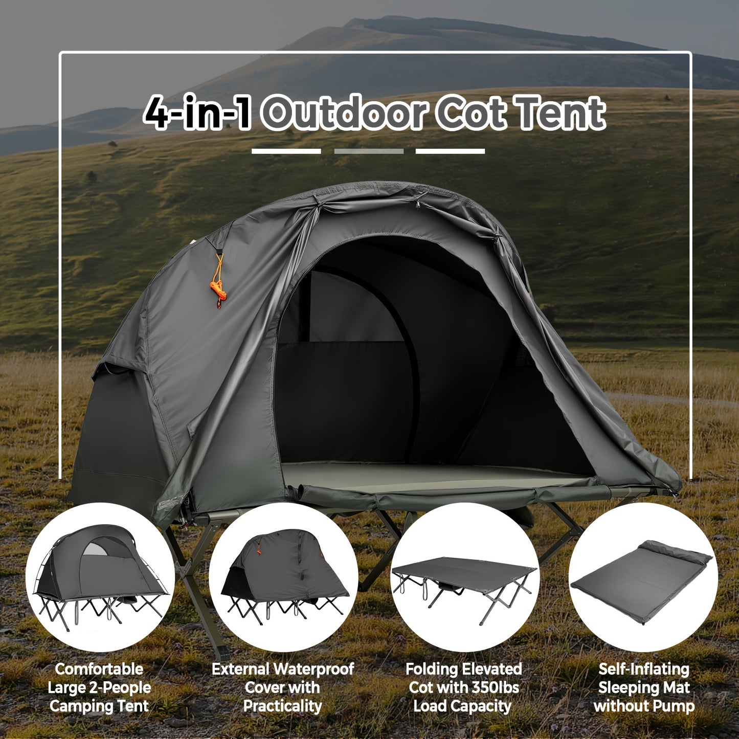 2-Person Outdoor Camping Elevated Tent W/ External Cover Read More