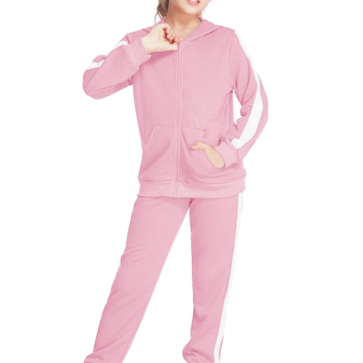 Girls' Jogging Set 2 Piece Athletic Sweatshirt and, Sweatpants