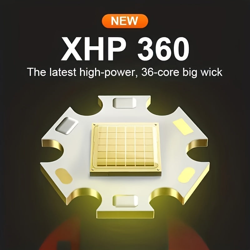 XHP360 Ultra-Bright LED Headlamp with 36 LEDs, 7800mAh Rechargeable Battery,