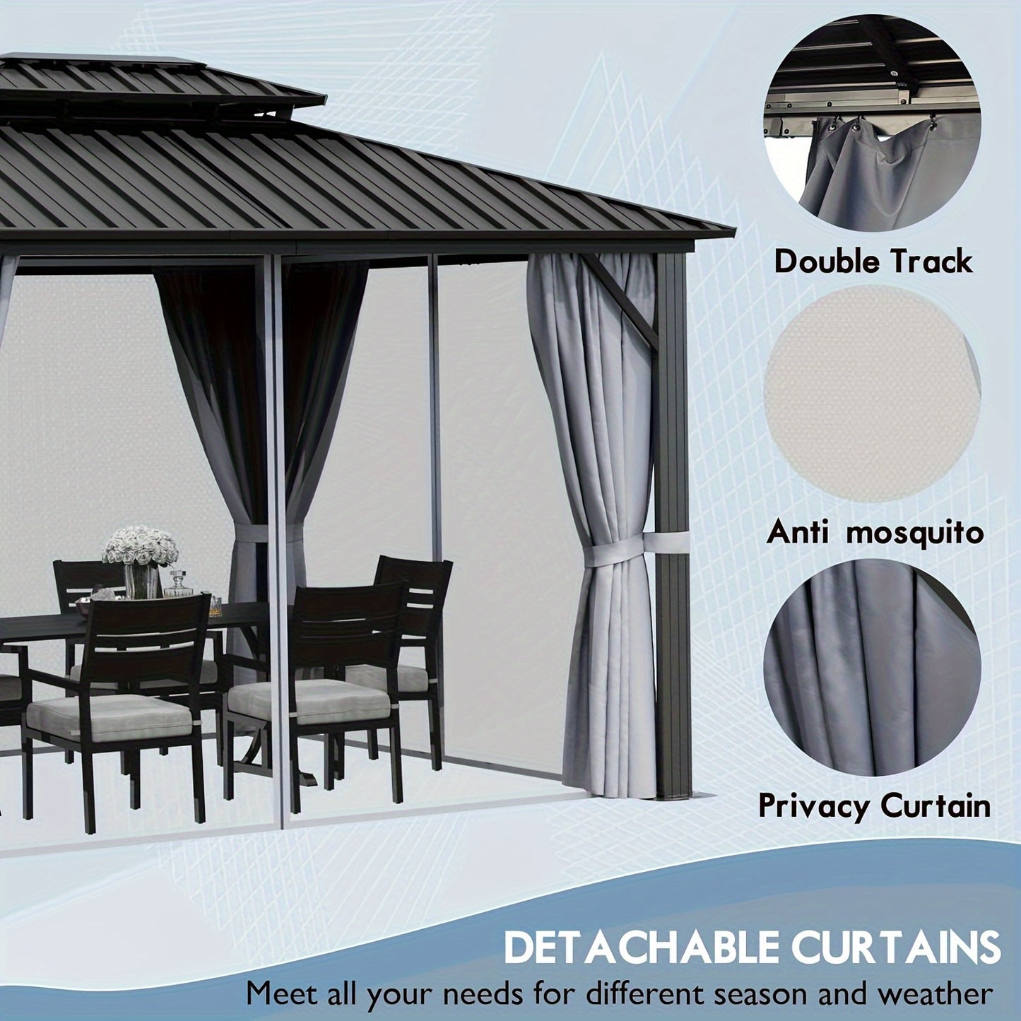 12FT X 16FT Galvanized Steel Hardtop Gazebo,