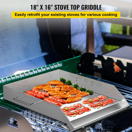 18" x 16" Rectangular Stainless Steel Griddle Plate - For Grill