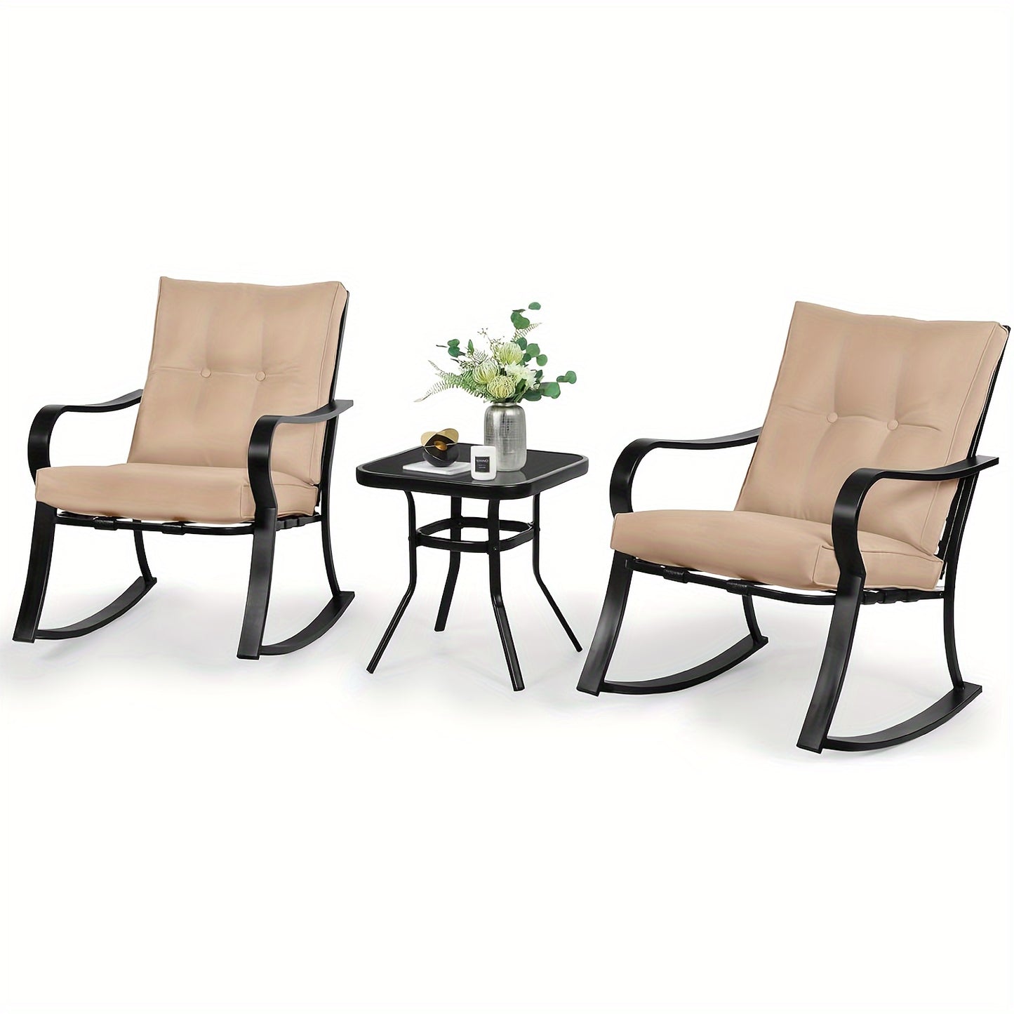 3-Piece Outdoor Rocking Chairs Bistro Set, Read More