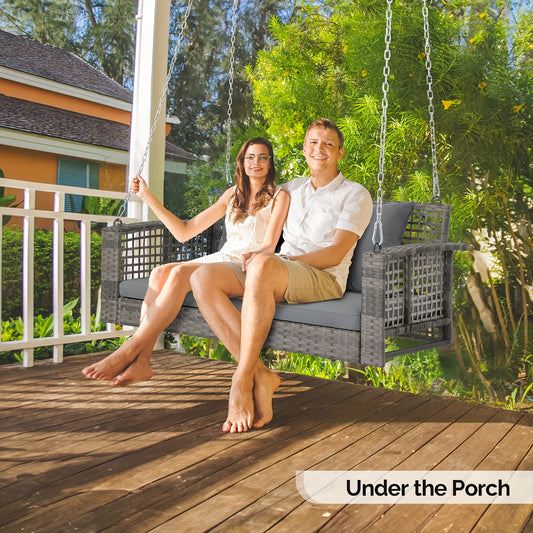2-Person Grey Wicker Hanging Porch Swing Read More