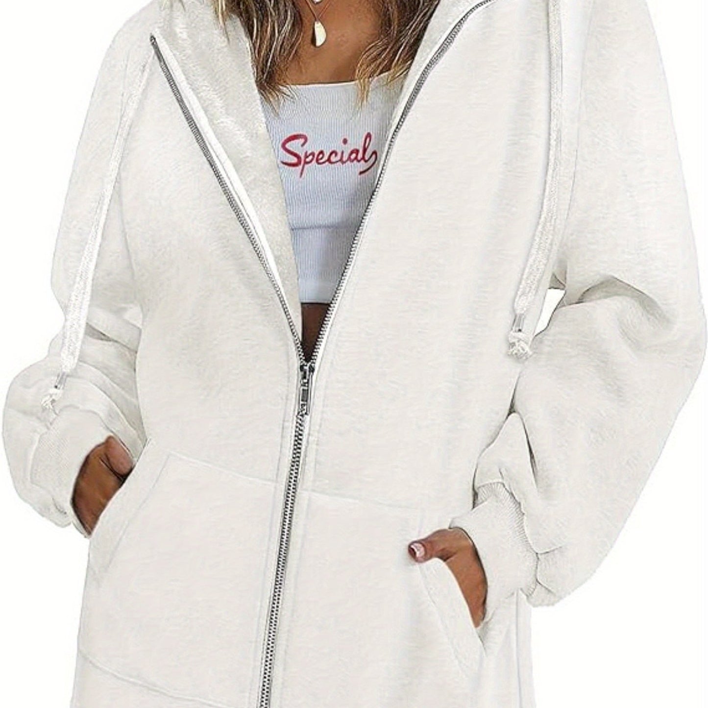 Long Sleeve Lightweight Fleece Zip Up Hoodies For Women