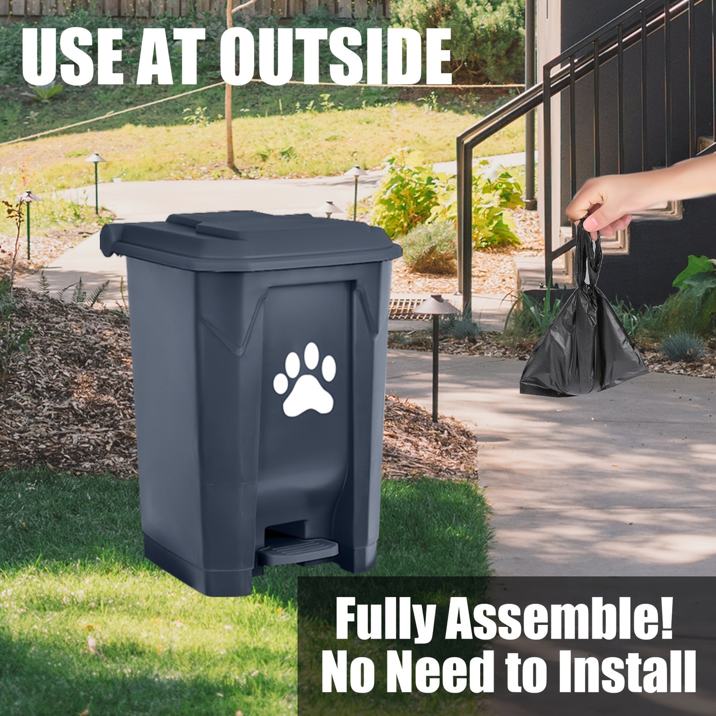 Dog/Cat Poop Trash Can Outdoors Pet Waste Station with Lid. Read More