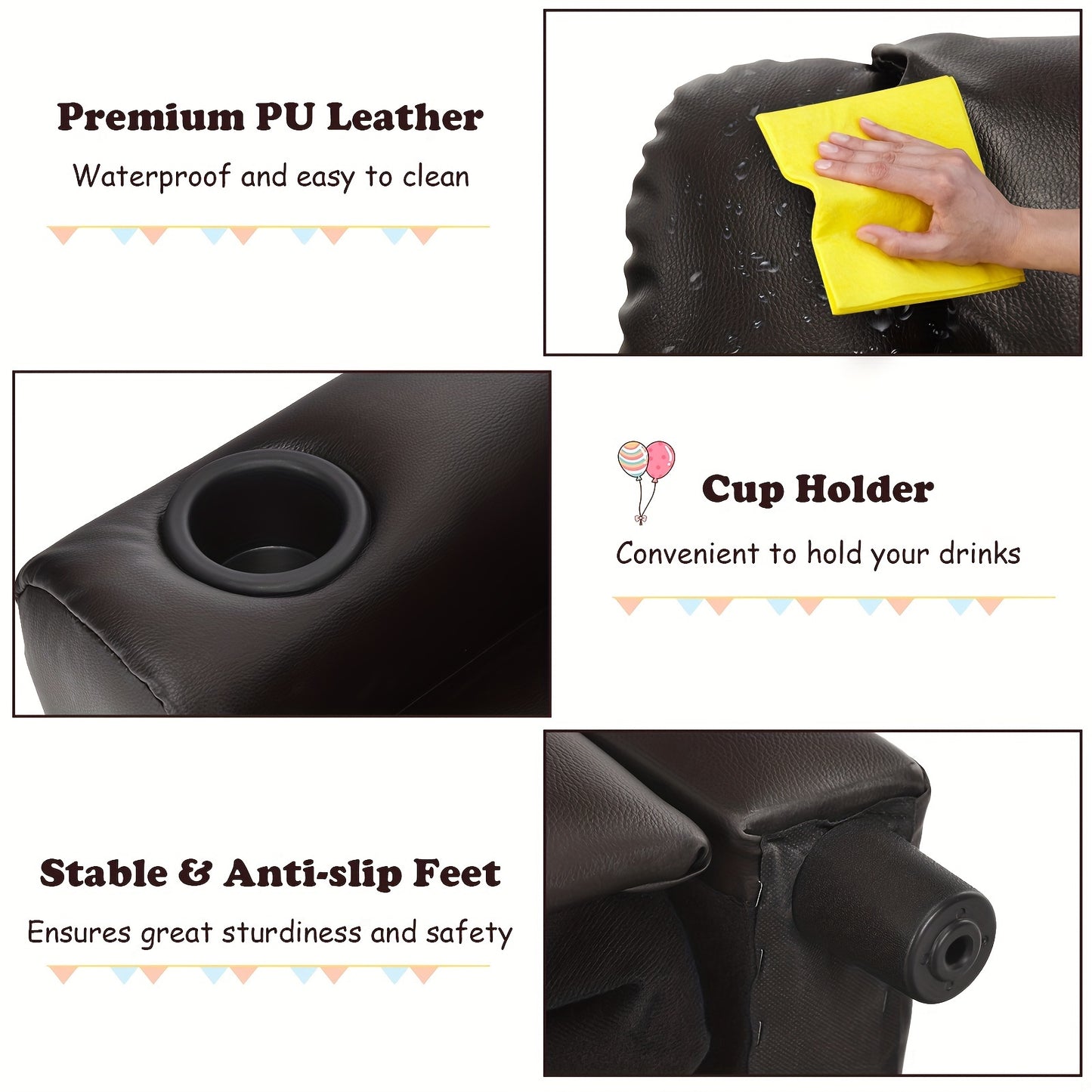 Kids Recliner Chair PU Leather Armrest Sofa w/Footrest Cup Holder Brown