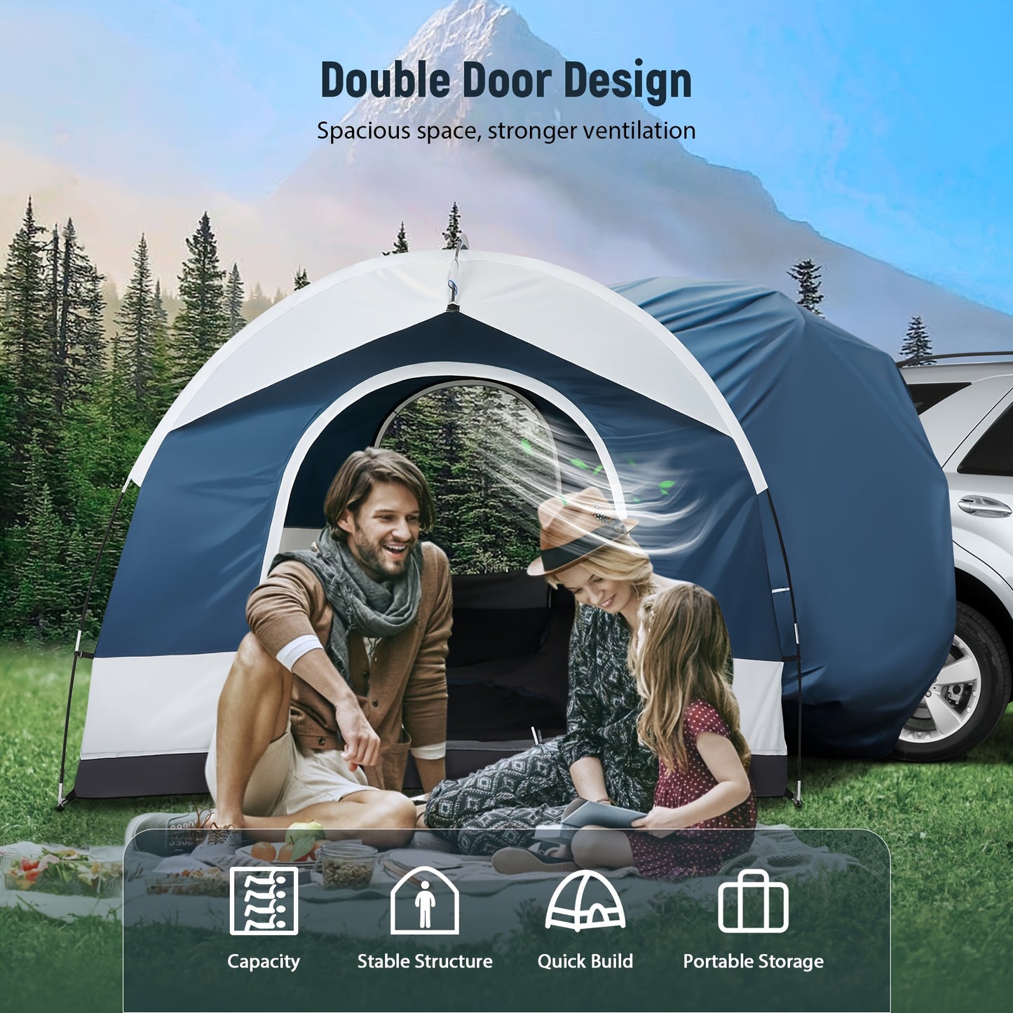 Waterproof SUV Camping Tent for 4 People