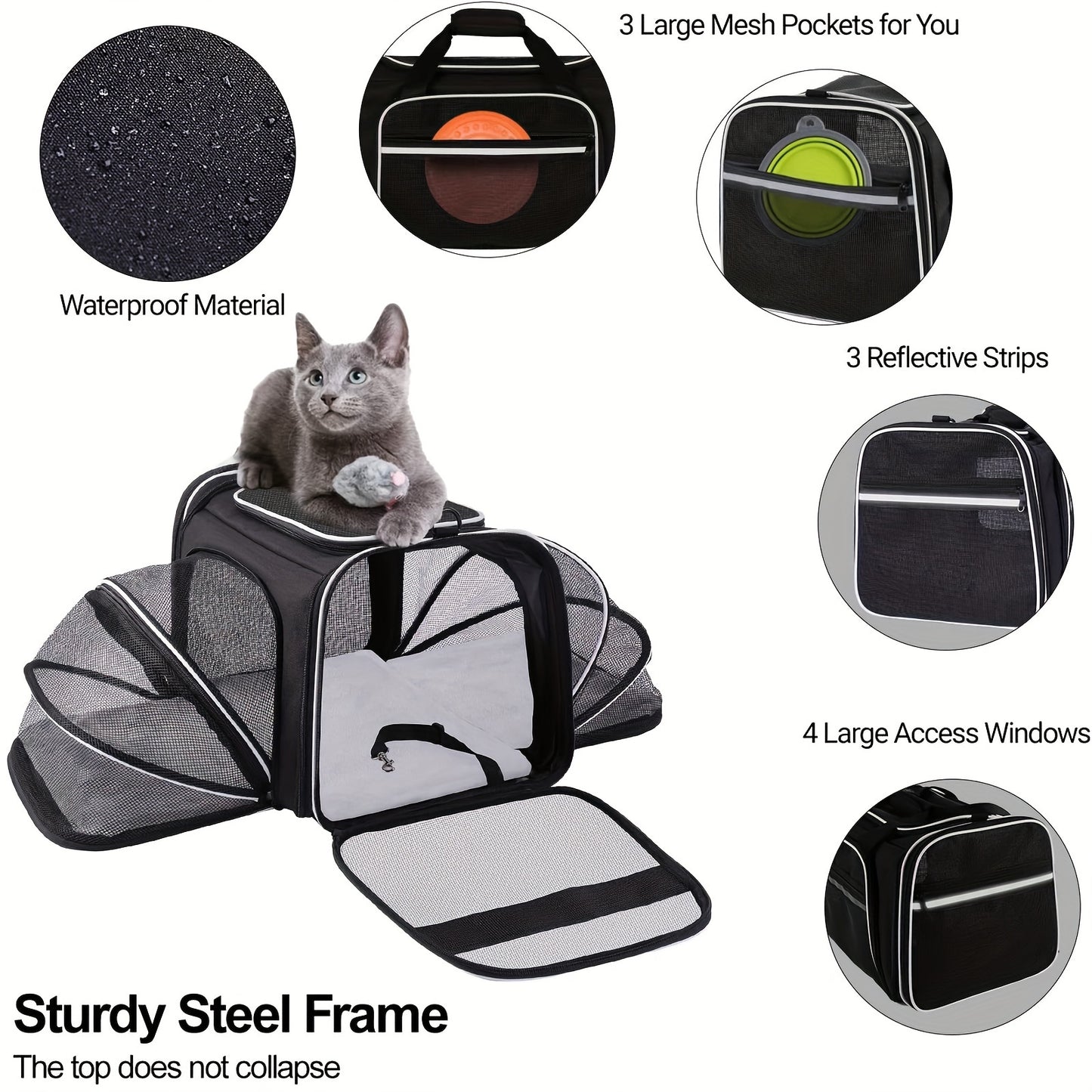 Pet Carrier Airline Approved, 4 Sides Expandable Cat & Small Dog Carrier Read More.
