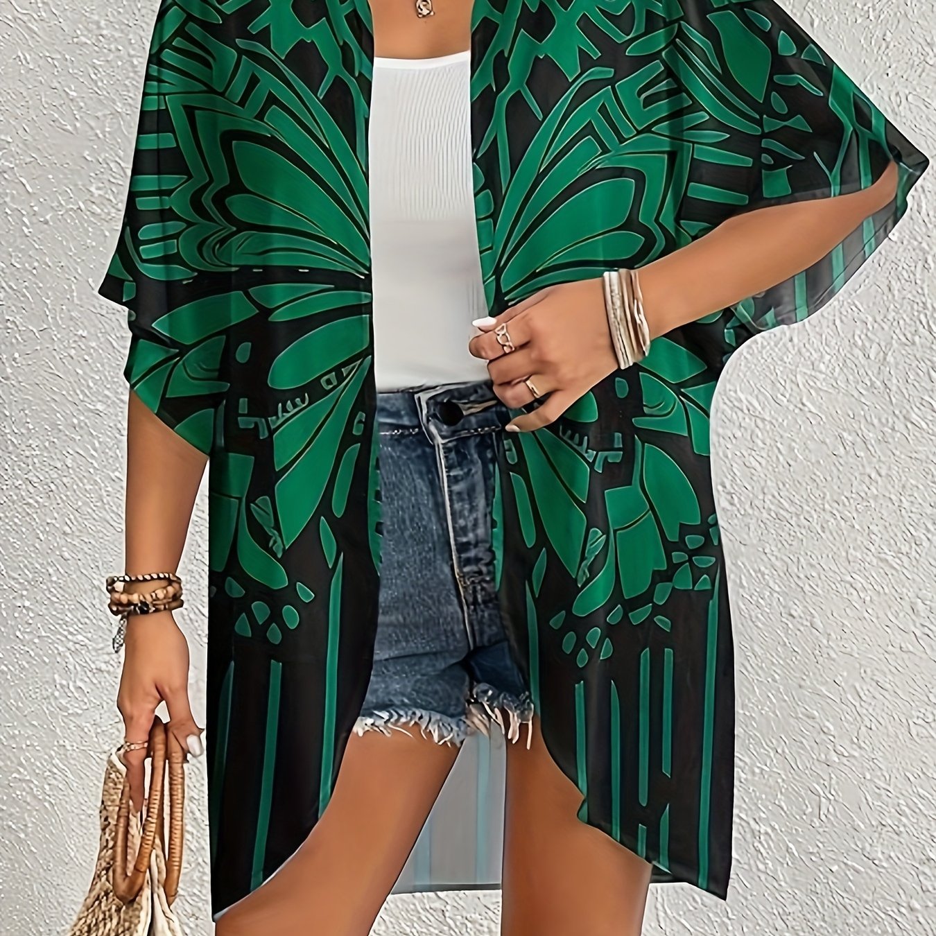 Women's Kimono Cardigan Open Front Bathing Suit Cover Up
