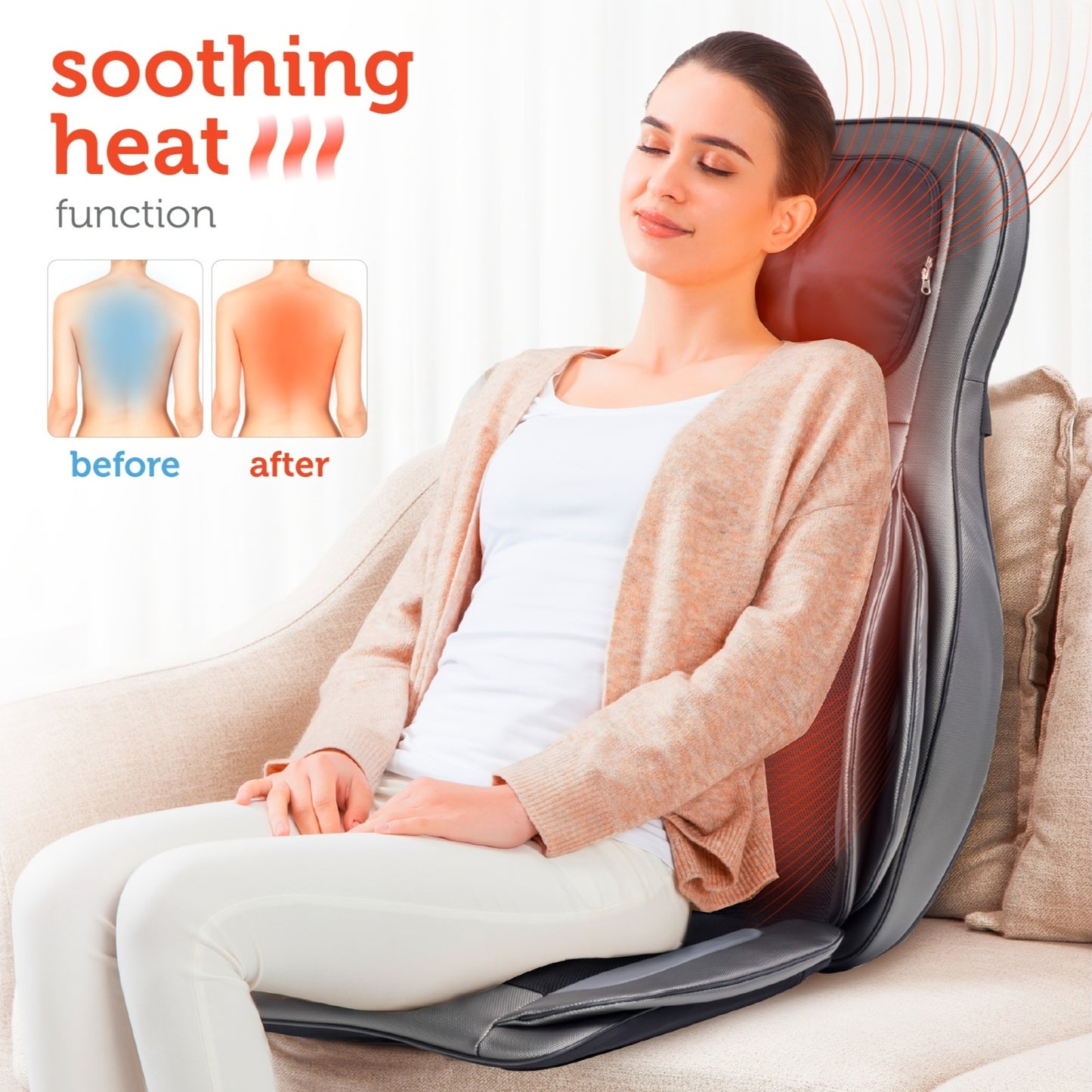 Shiatsu Heated Massage Chair Pad for Full Body Relaxation