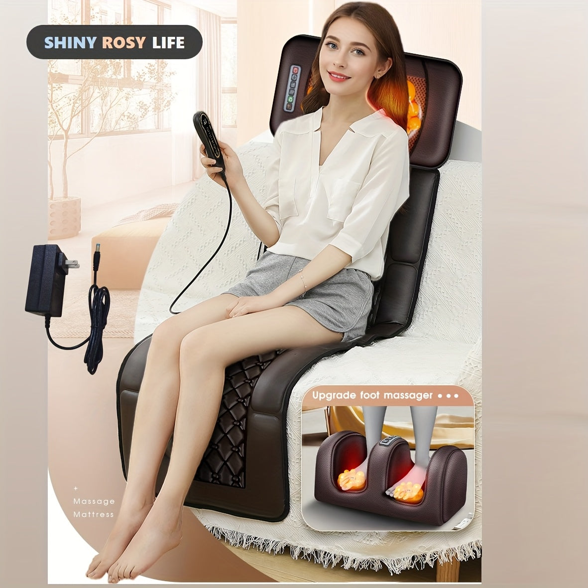 Full Body Heated Massage Pad with Removable Neck Pillow