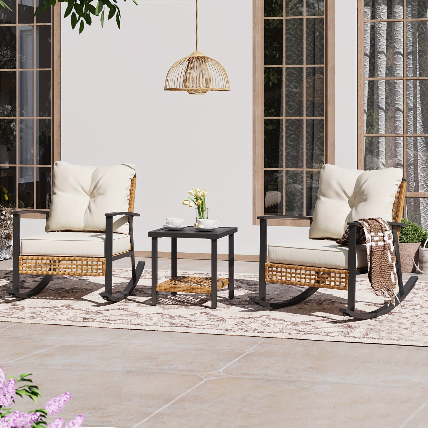 3 Pieces Rocking Bistro Set, Outdoor Patio Furniture Read More