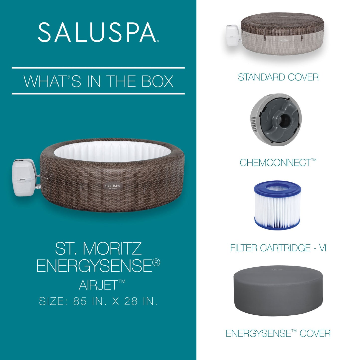 Portable Inflatable Hot Tub Spa with Energy Sense Cover